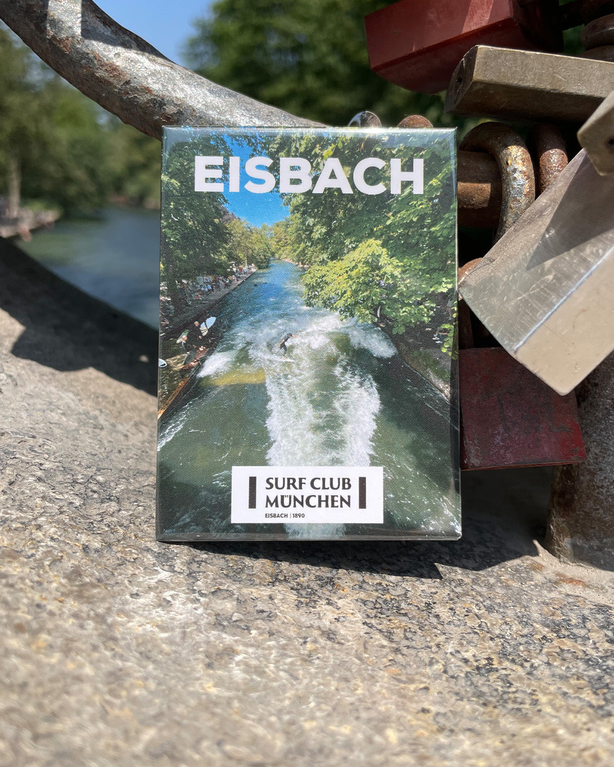 The View of the Summer Fridge Magnet at the Eisbach