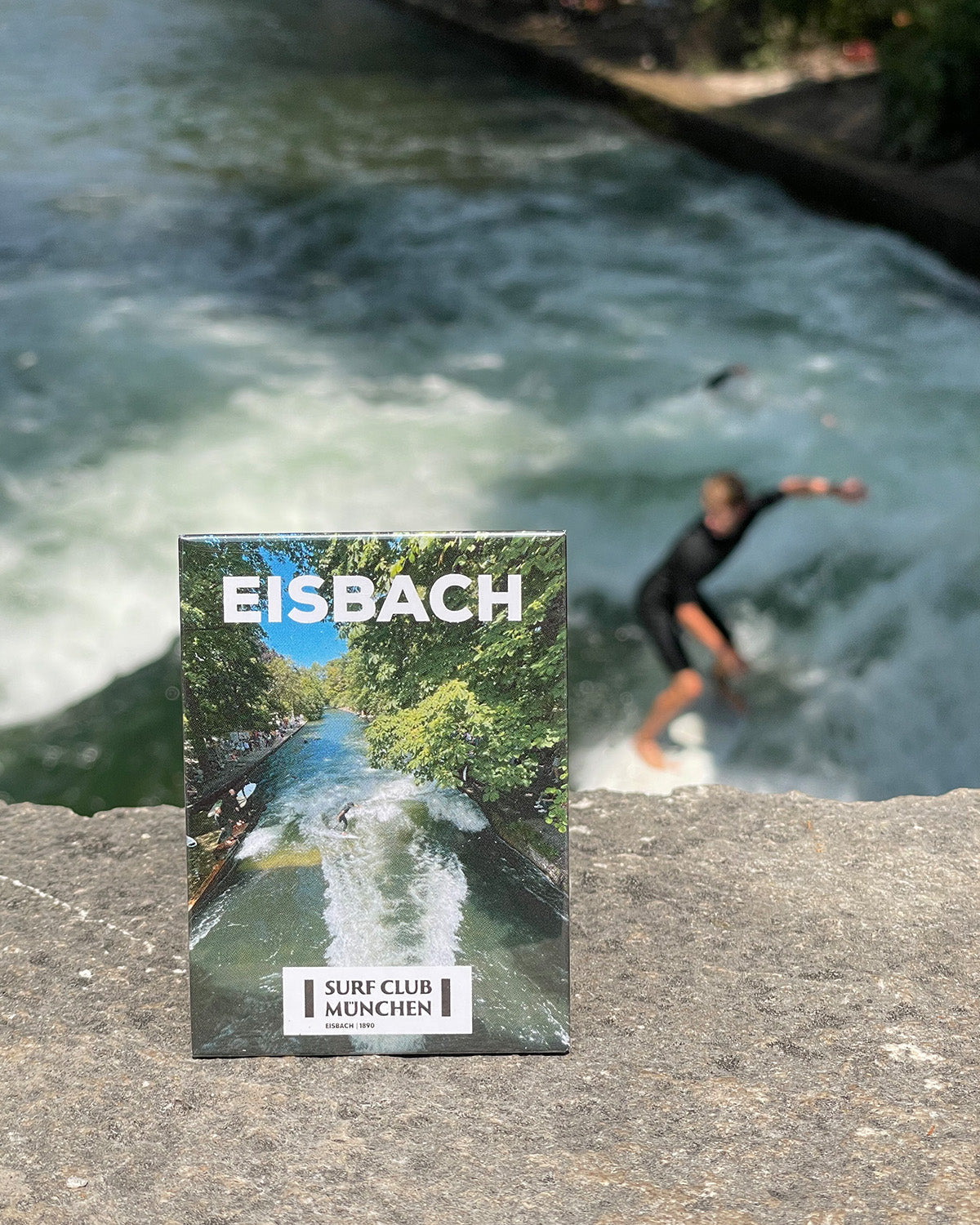 The View of the Summer Fridge Magnet with Eisbach surfer