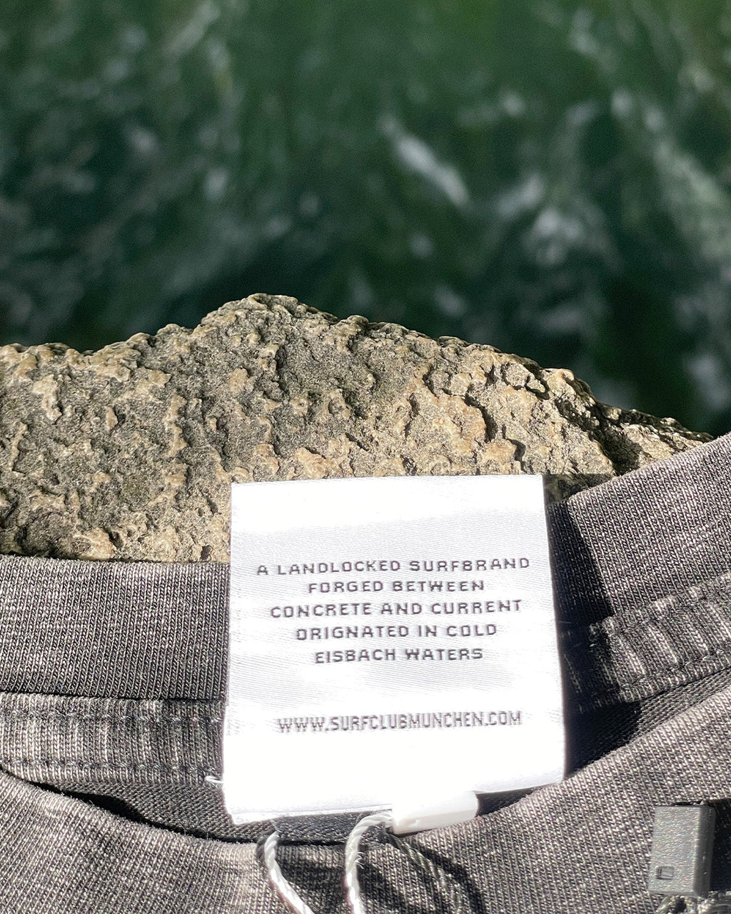 Surfing Is Not a Crime Black Label T-Shirt — neck label detail