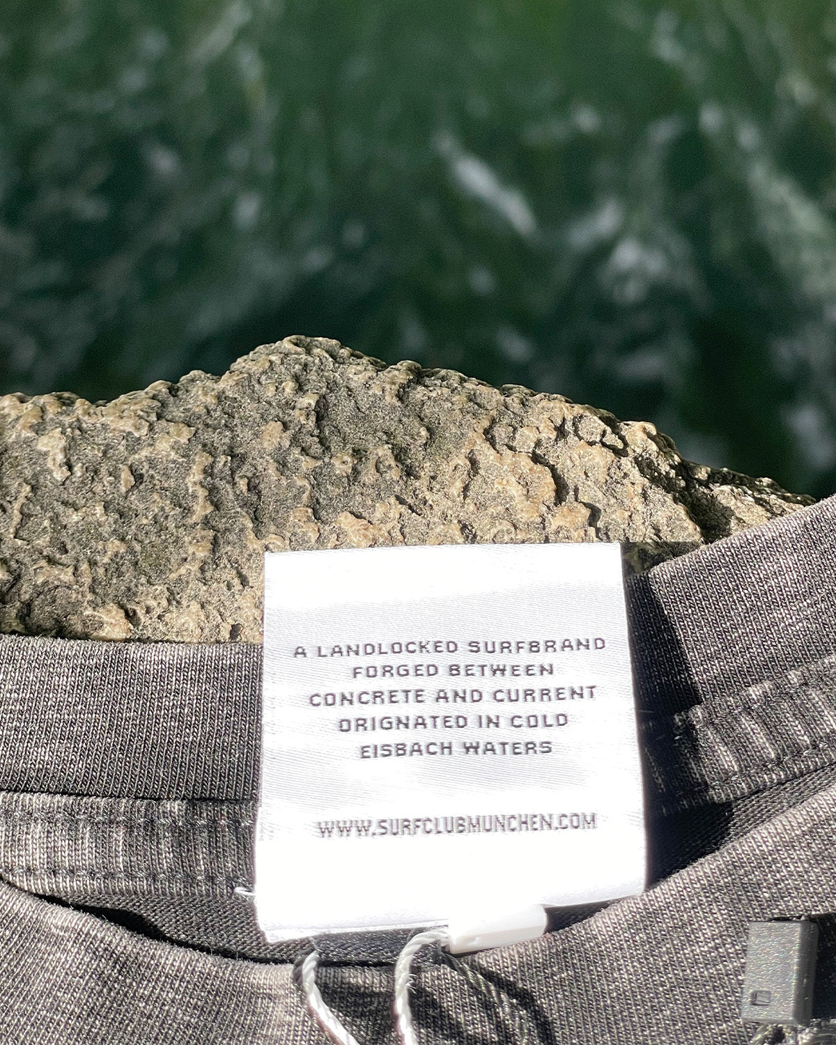 Surfing Is Not a Crime Black Label T-Shirt — neck label detail