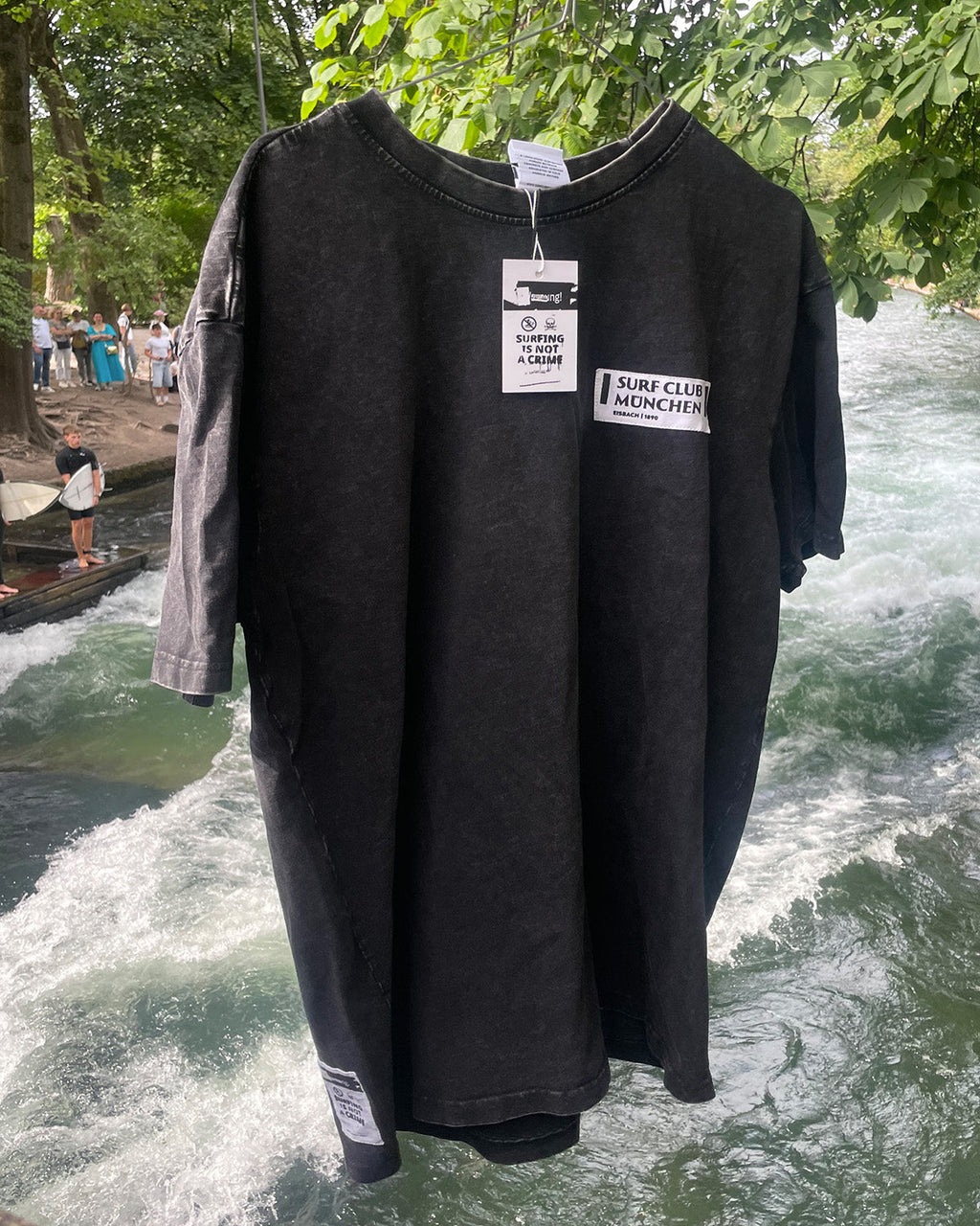 Surfing Is Not a Crime Black Label T-Shirt — front