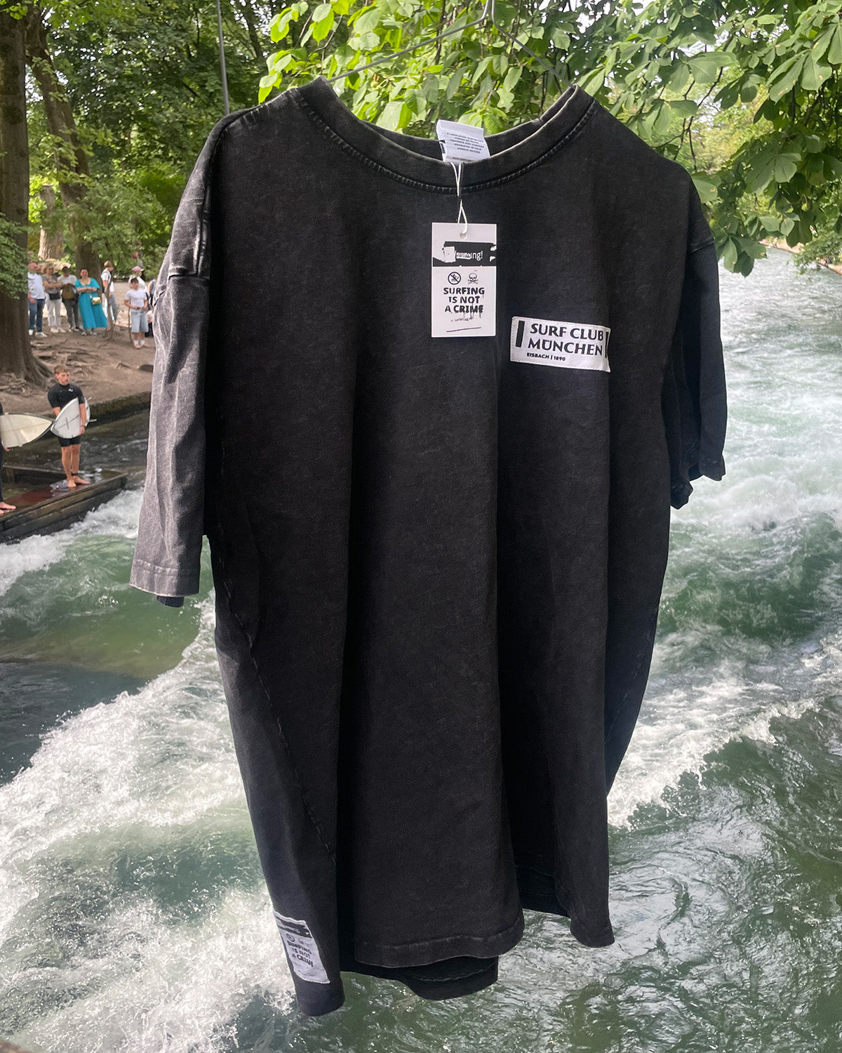 Surfing Is Not a Crime Black Label T-Shirt — front